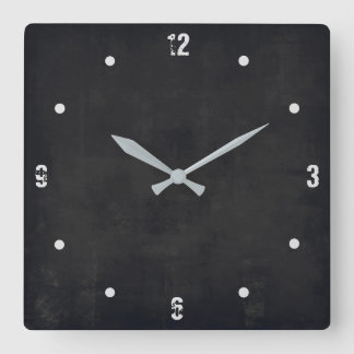 Black Modern Rustic Elegant Abstract Square Wall Clock