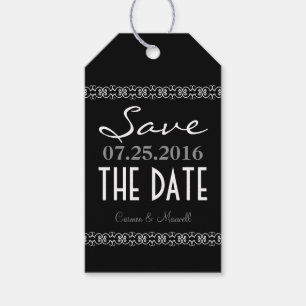 Black Modern Save The Date Wedding Favour Tags