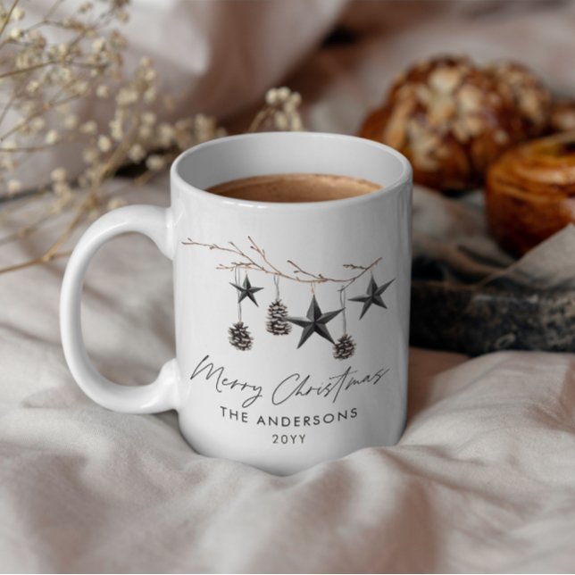 Black modern scandi elegant script Christmas Holid Mug (Creator Uploaded)