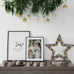 Black modern scandi elegant script Christmas Poster<br><div class="desc">Black modern elegant rustic watercolor beige natural Scandinavian contemporary muted colours beige,  black and white photo holiday Christmas poster decor.</div>