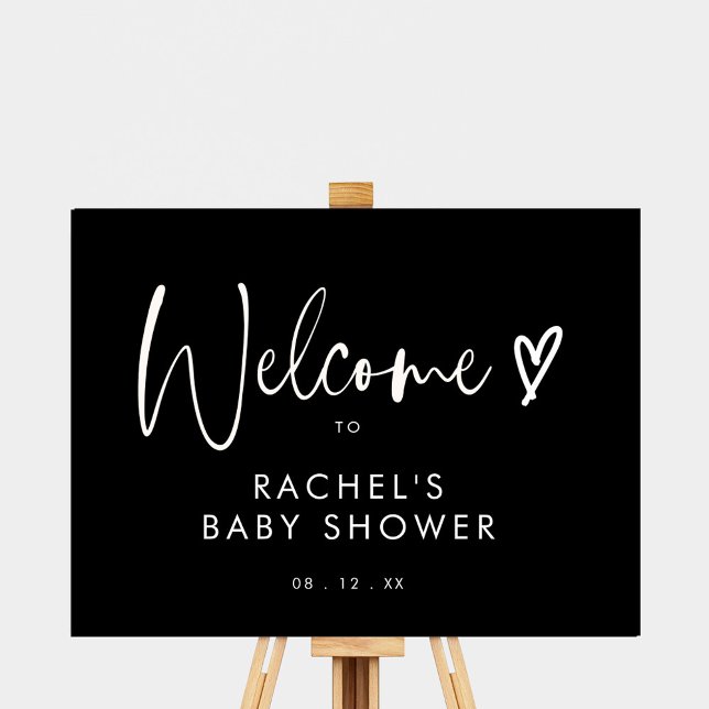 Black Modern Script Baby Shower Welcome Sign (Creator Uploaded)