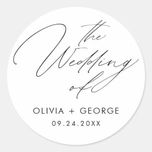 Black Modern Script Calligraphy Classic Round Sticker