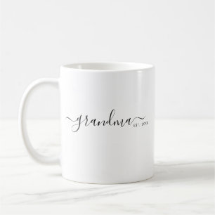 Black Modern Script Established Grandma Coffee Mug