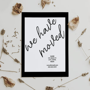 Black Modern Script Moving Announcement Address  Postcard