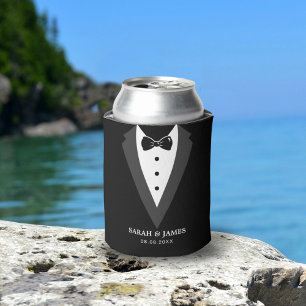 Black Modern Script Personalised Groomsmen Can Coo Cooler