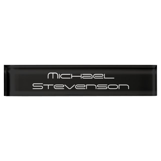 Black Modern Script Professional Nameplate (Front)