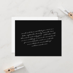 Black Modern Script text only Save our Date