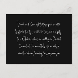Black Modern Script text only Save our Date II Postcard