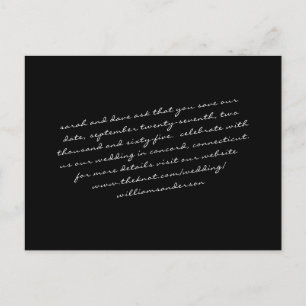 Black Modern Script text only Save our Date Postcard