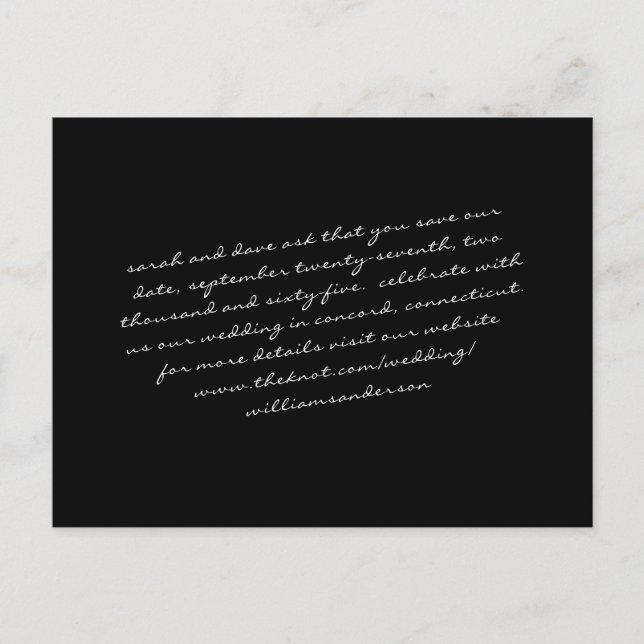 Black Modern Script text only Save our Date Postcard (Front)