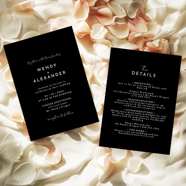 Black Modern Script Wedding All In One Details and Invitation (Creator Uploaded)