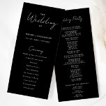 Black Modern Script Wedding Flat Program Programme<br><div class="desc">Welcome to our Black Modern Script Wedding Flat Program design, where modern minimalism meets the artistry of calligraphy. This curated aesthetic brings an air of sophistication to your special day- with a twist of boho, casual charm. The combination of simple typography with a stylish script font adds a unique personality...</div>