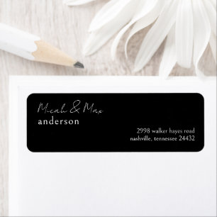 Black Modern Script Wedding Return Address