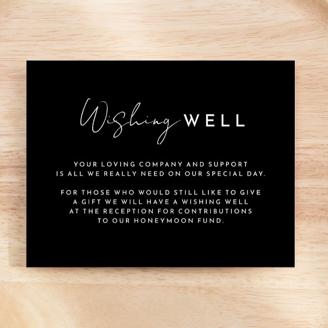 Black Modern Script Wedding Wishing Well Enclosure Card (Creator Uploaded)