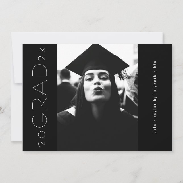 Black Modern Sideways Grad Photo Announcement (Front)