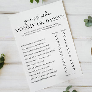 Black Modern Simple Baby Shower Mum Dad Game Flyer