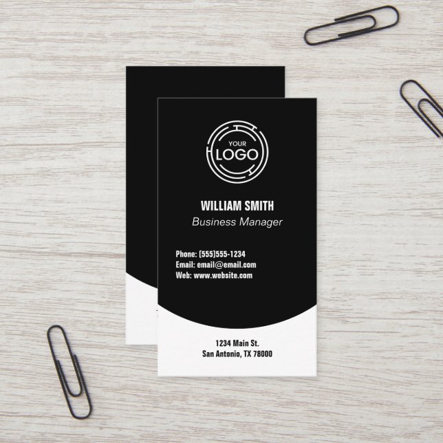 Black Modern Simple Business Card (Front/Back In Situ)