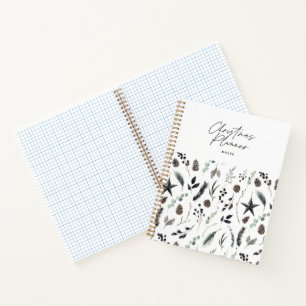 Black modern simple elegant script Christmas Notebook
