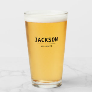 Black Modern Simple Name Personalised Groomsmen Glass