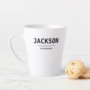 Black Modern Simple Name Personalised Groomsmen Latte Mug