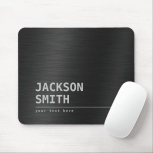 Black Modern Simple Name Personalised Groomsmen Mouse Mat