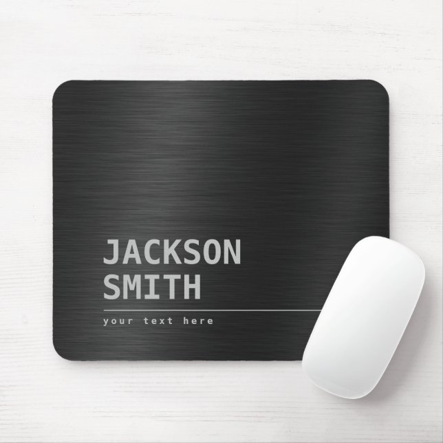 Black Modern Simple Name Personalised Groomsmen Mouse Mat (With Mouse)