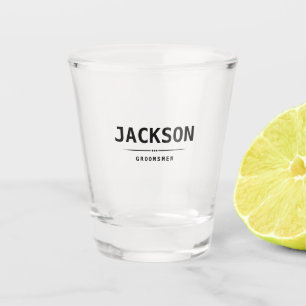 Black Modern Simple Name Personalised Groomsmen Shot Glass