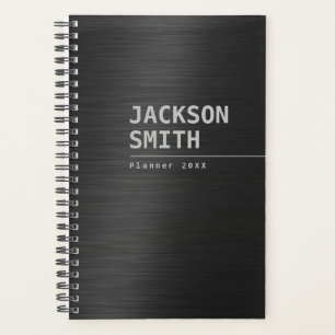 Black Modern Simple Personalised Name Professional Planner