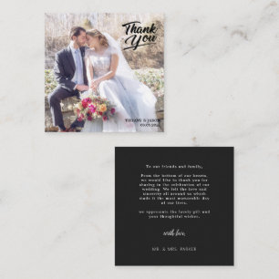 Black Modern Simple Photo HandLettered Thank Card