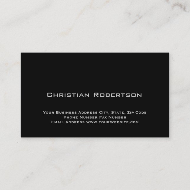 Black Modern Simple Plain Business Card (Front)