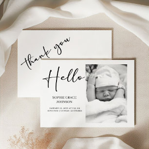 Black Modern Simple Script Baby Announcement