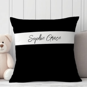 Black Modern Simple Script Baby Shower Cushion