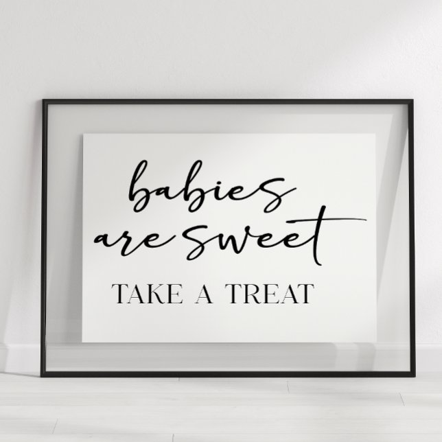 Black Modern Simple Script Baby Shower Favour Poster (Creator Uploaded)