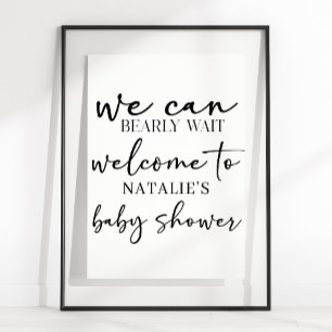 Black Modern Simple Script Baby Shower Sign