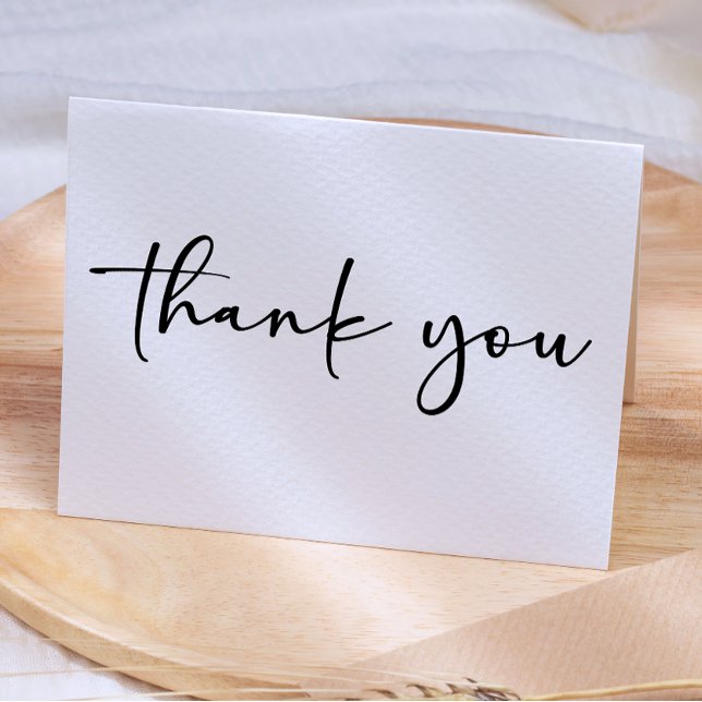 Black Modern Simple Script Baby Shower Thank You Card (Creator Uploaded)