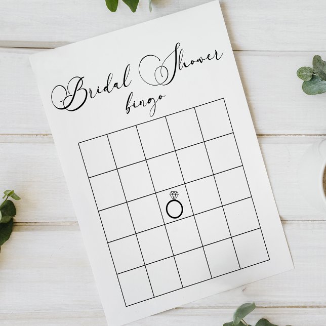 Black Modern Simple Script Bridal Shower Bingo (Creator Uploaded)