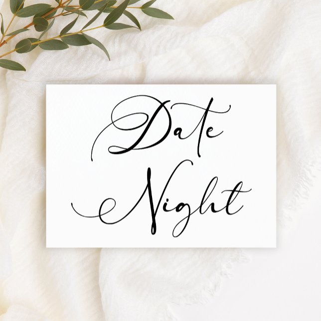 Black Modern Simple Script Couple Date Night  Card (Creator Uploaded)
