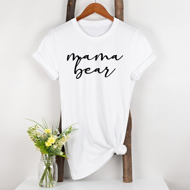 Black Modern Simple Script Maternity Mama Bear T-Shirt (Creator Uploaded)