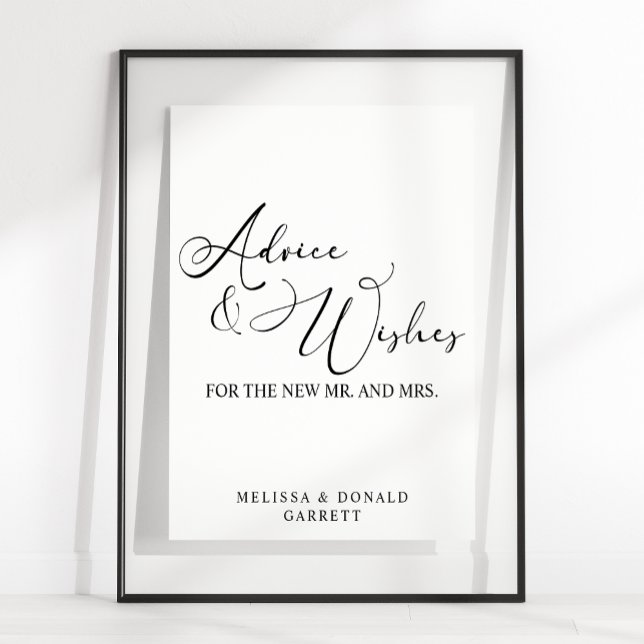 Black Modern Simple Script Wedding Advice & Wishes Poster (Creator Uploaded)
