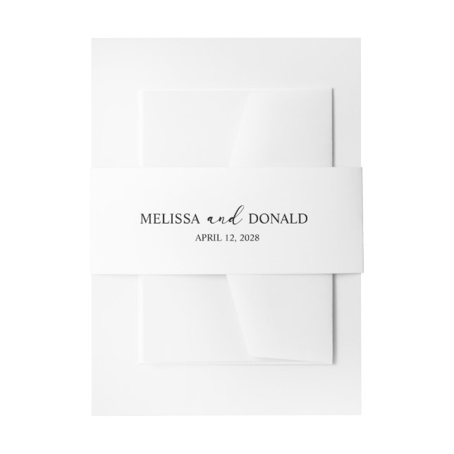Black Modern Simple Script Wedding Invitation Belly Band (Front Example)