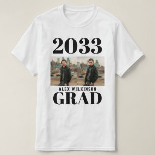 Black Modern Simple Typography 2 Photo Graduation T-Shirt