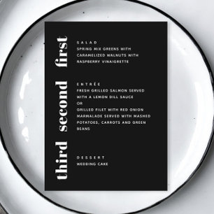 Black modern simple typography minimalist wedding menu