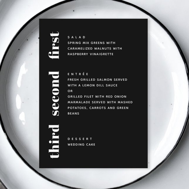 Black modern simple typography minimalist wedding menu (Creator Uploaded)
