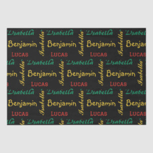 Black Modern simple unique typography custom name Tissue Paper