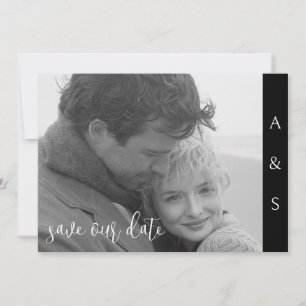 Black Modern Simplicity B/W Photo Horizontal Save The Date
