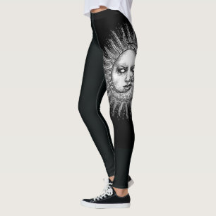 Black Modern Sketch Sport Gym Leggings