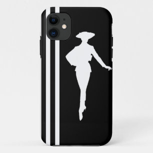 Black Modern Stripes with Fashion Silhouette iPhone 11 Case