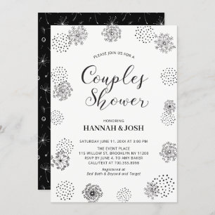 Black Modern Stylish Couples Wedding Shower Invita Invitation