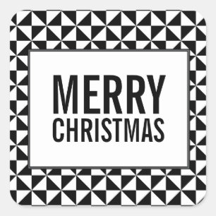 Black Modern Triangles Holiday Stickers