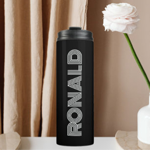 Black Modern Typography Personalised Thermal Tumbler